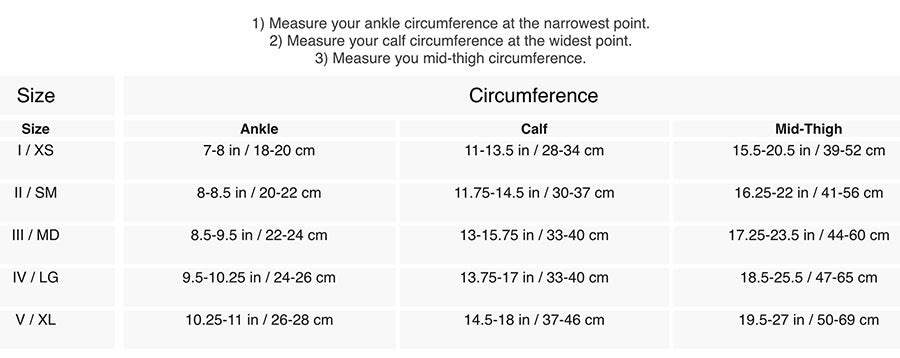 CEP sizing chart Recovery Pro Tights