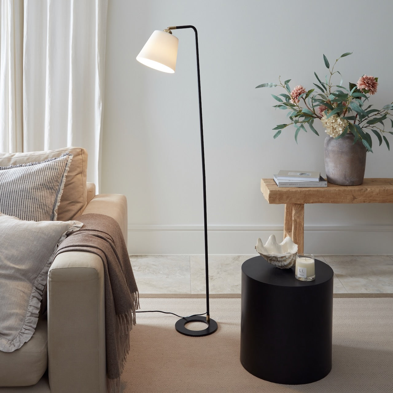 Hoshi Black Porcelain Floor Lamp & Shade