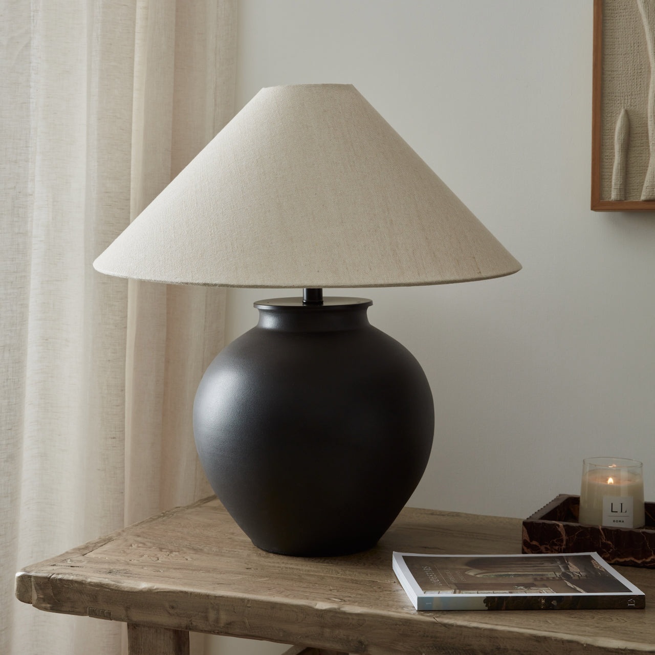 Theia Black Ceramic Lamp & Shade