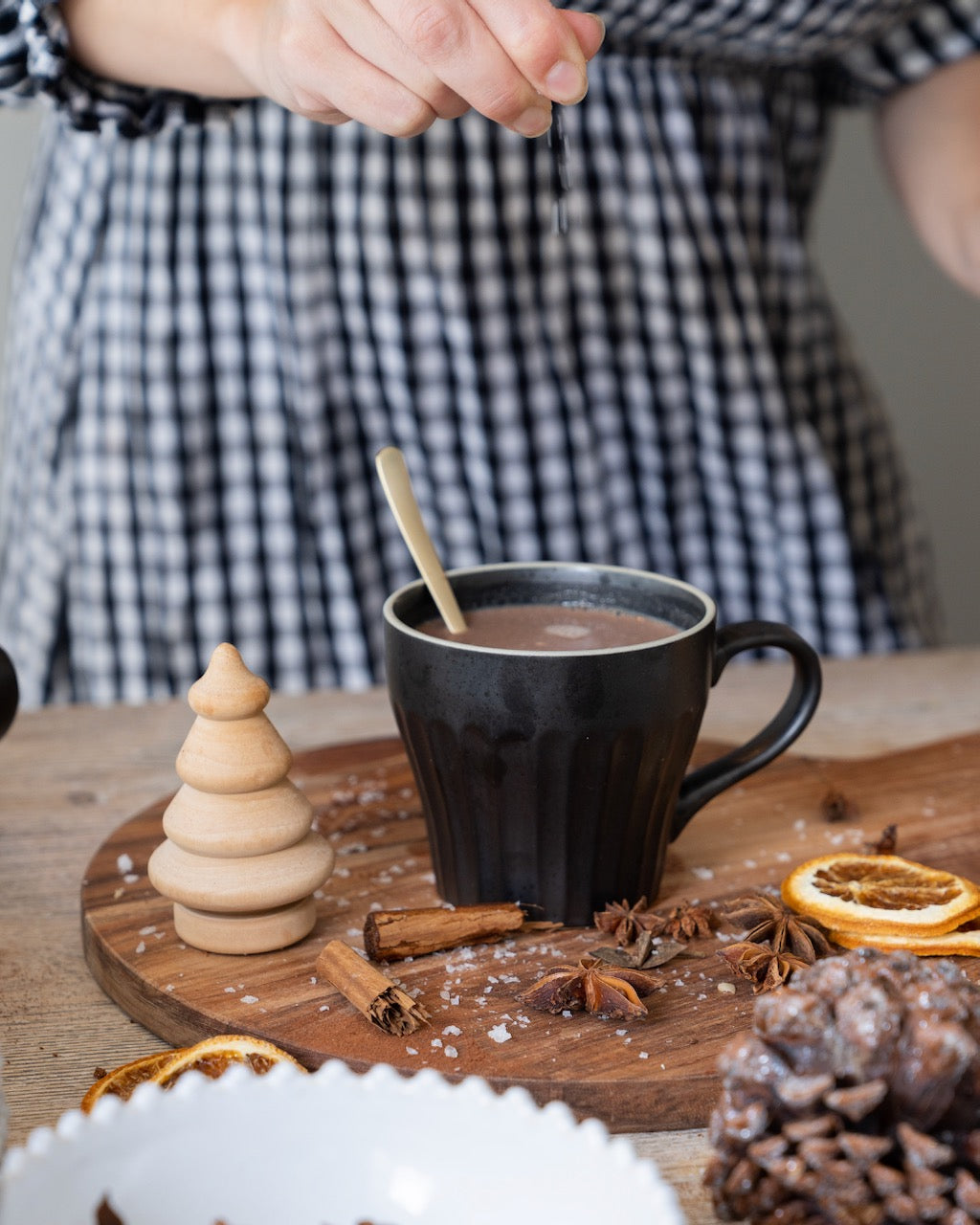 Hot Chocolate in black stoneware mug