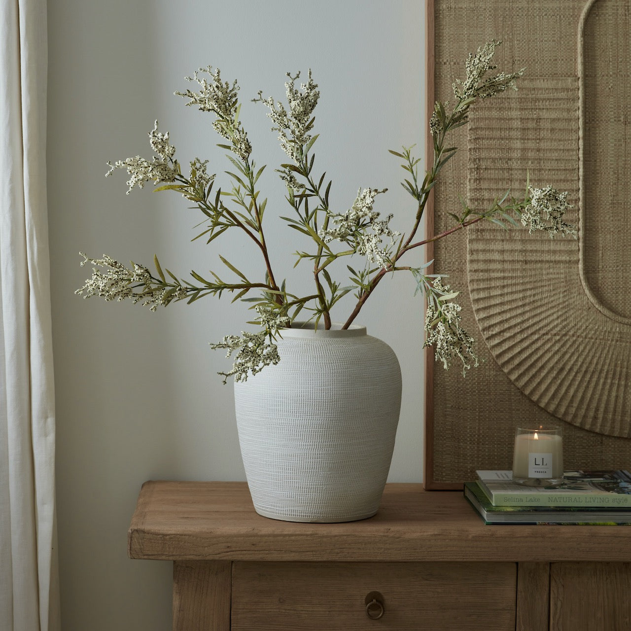 Faux White Berry Stem