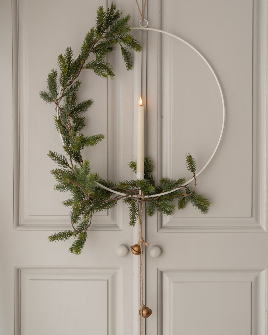 Metal Hoop with Asymmetrical Fir Garland 