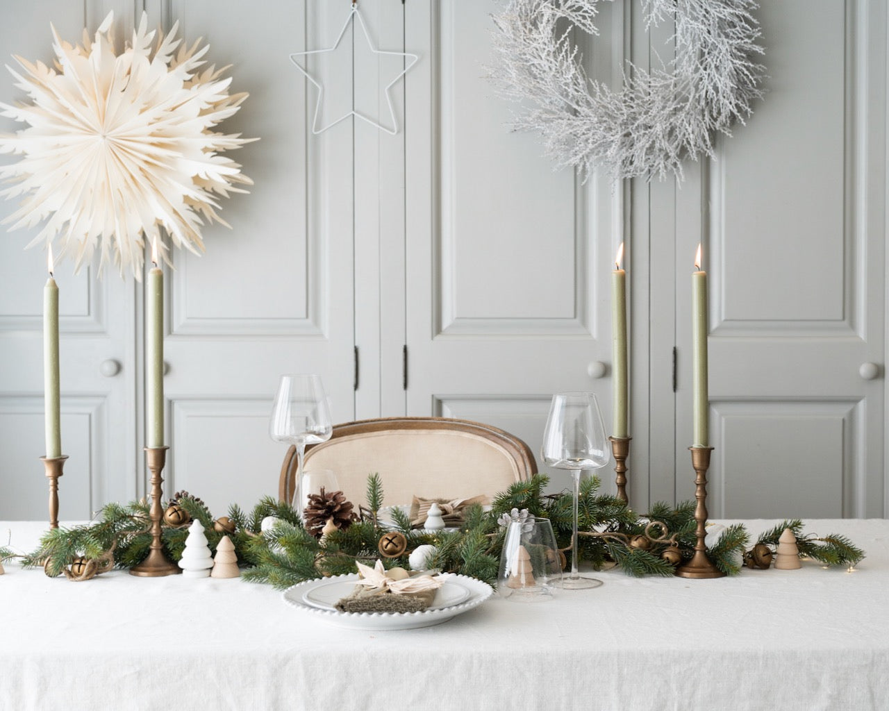 Faux Fir Garland Centrepiece perfect for a Christmas Tablescape 