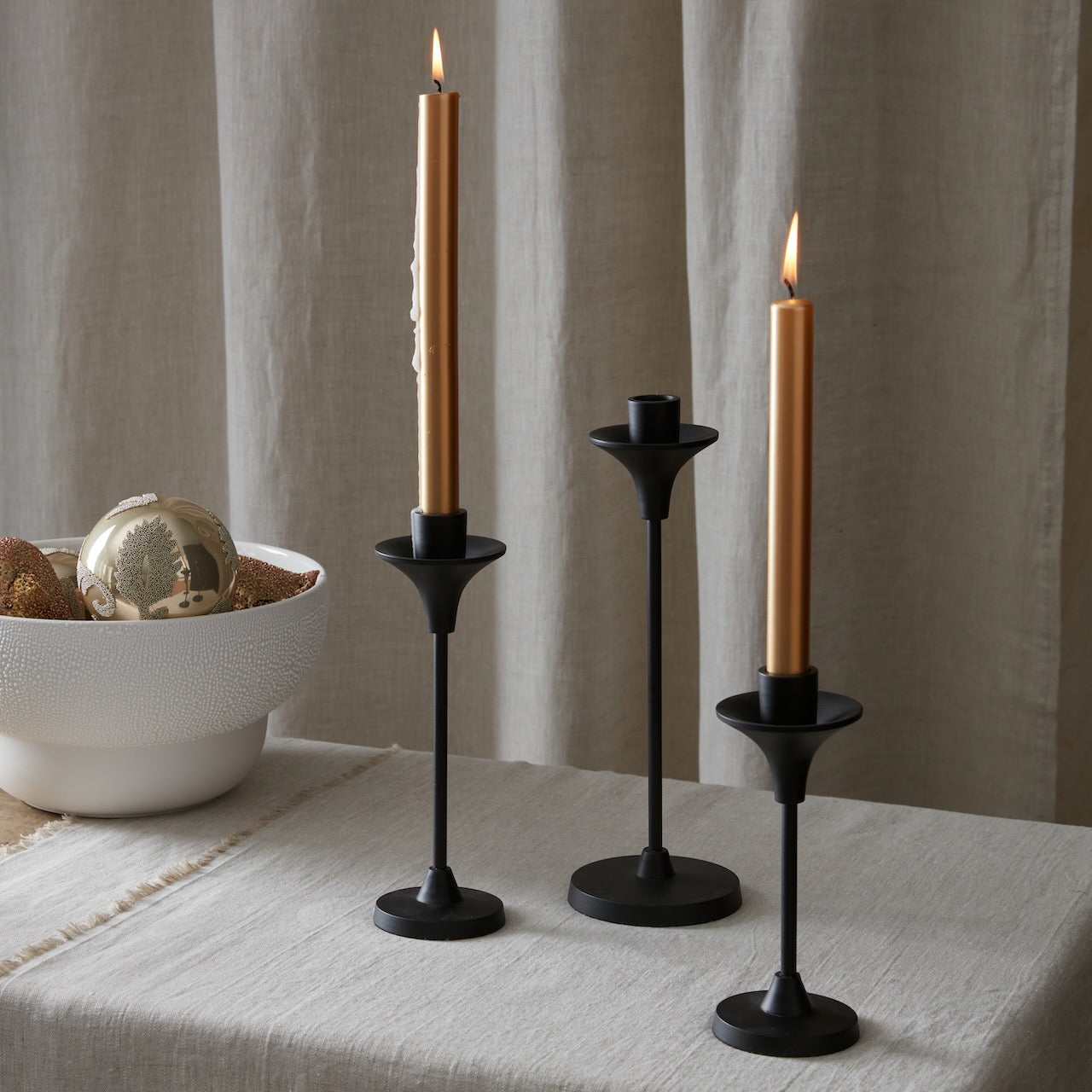 Set of 3 Black Candlesticks