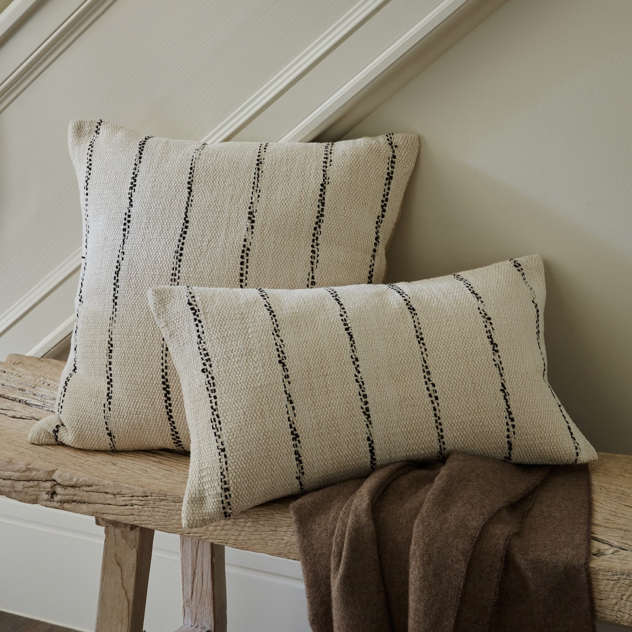 Cream & Black Stripe Cushion Cover