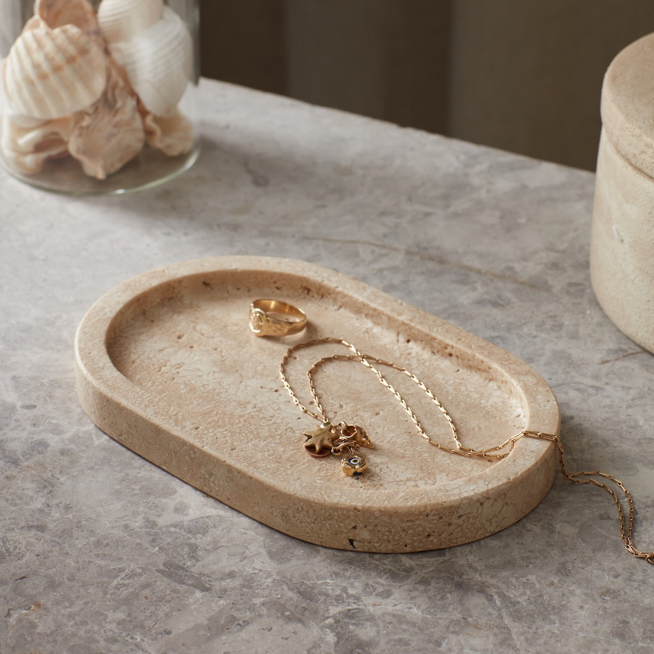 Travertine Oval Tray