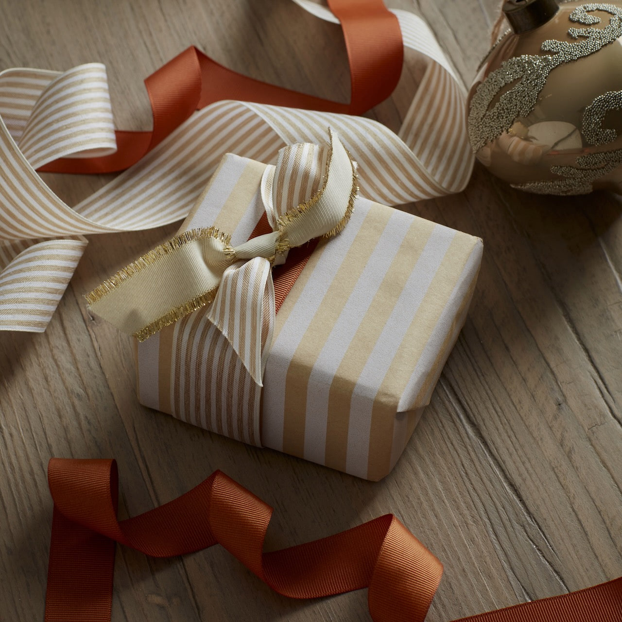 Natural and White Stripe Wrapping Paper - 5m