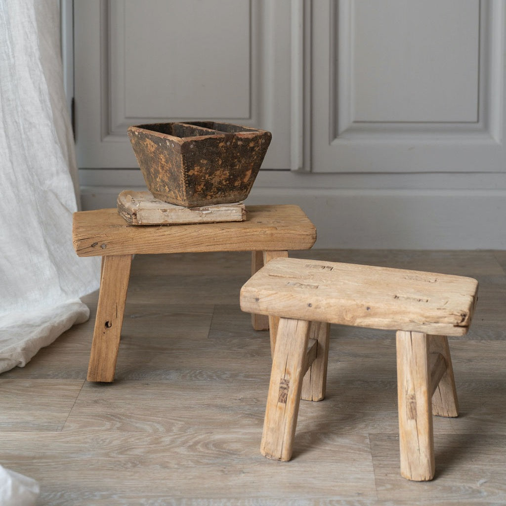 Rustic Vintage Wooden Stool Small