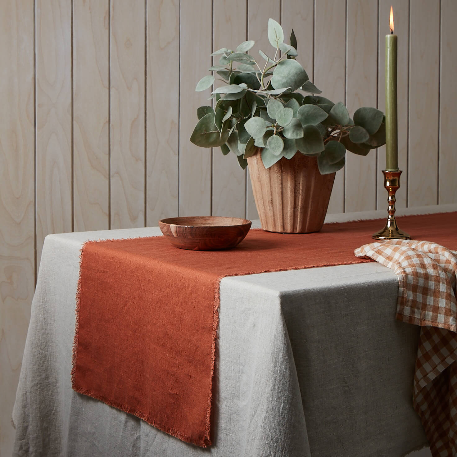 Terracotta Linen Table Runner