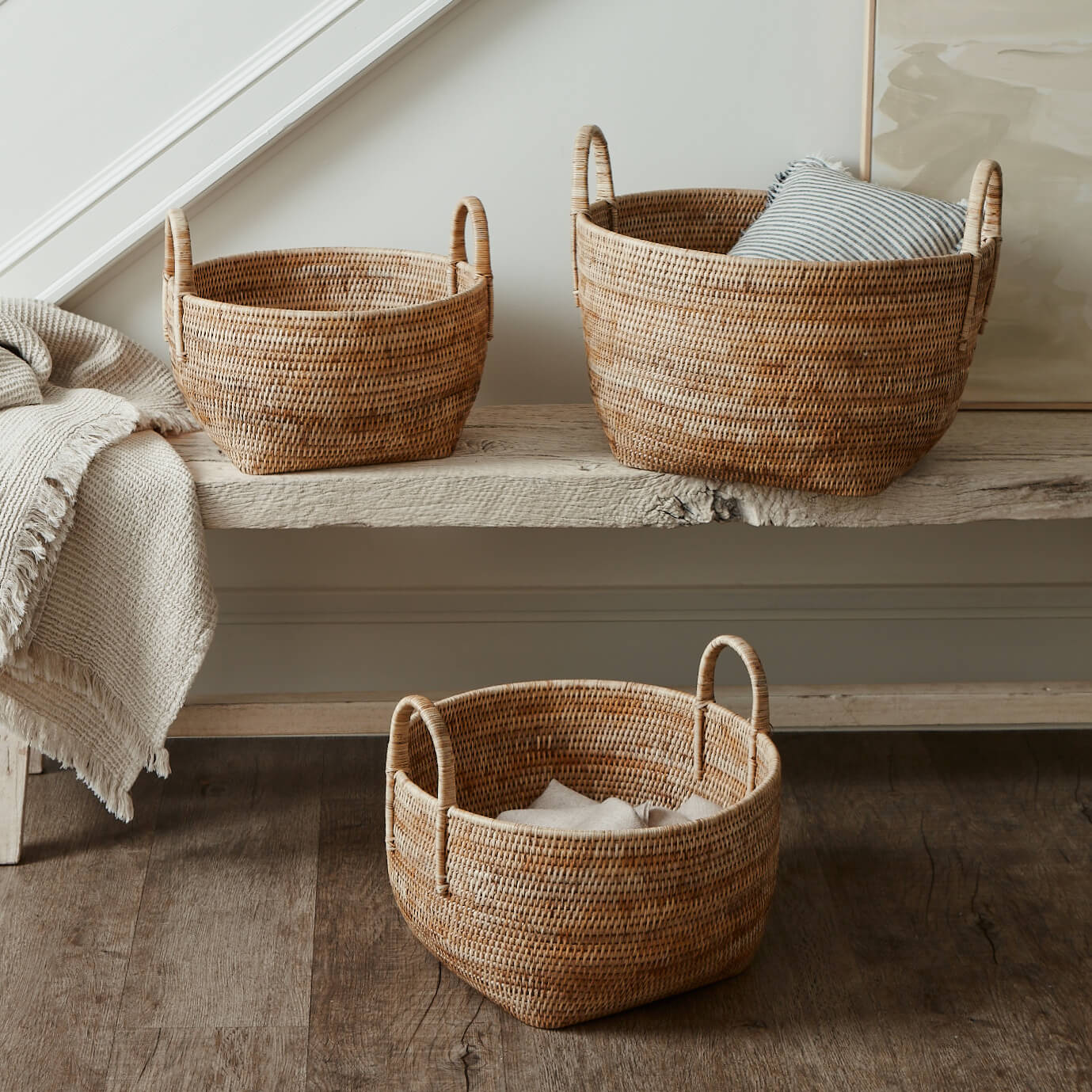 Rattan Storage Baskets Natural