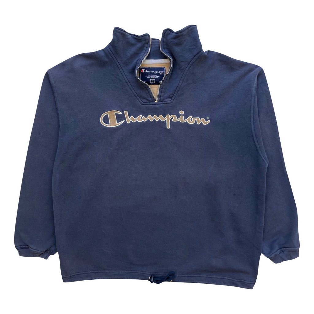 1) Champion Navy Blue 1/4 Zip Sweatshirt NO ZIP | VINTAGE