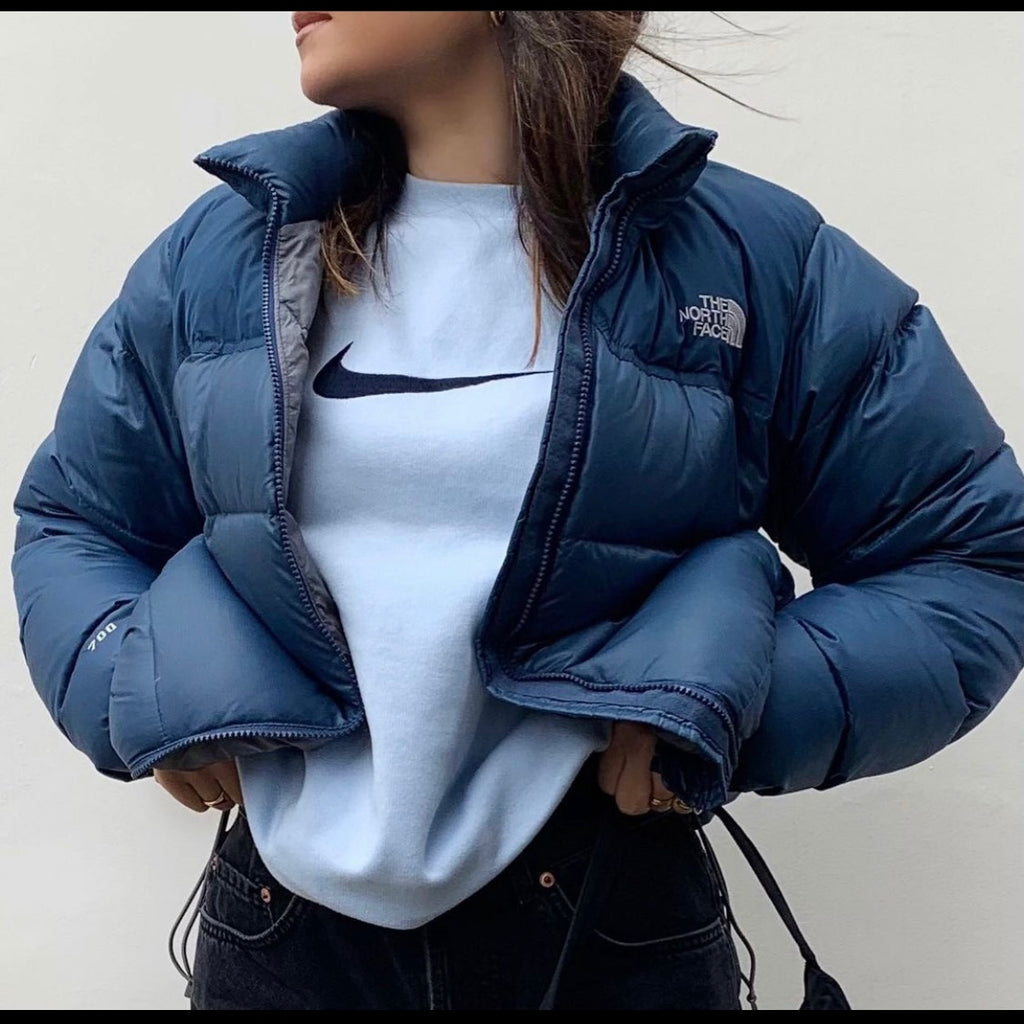 north face women's blue puffer