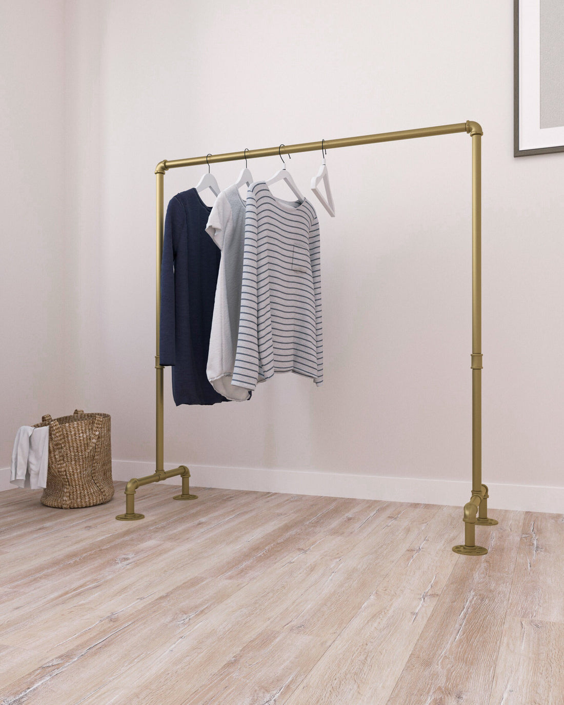 Gold Pipe Clothing Rack, Brass Garment Rack, Bronze Clothes Rack,  Industrial Pipe Clothing Rack, Freestanding Clothing Storage, Clothes Rail  -  Denmark