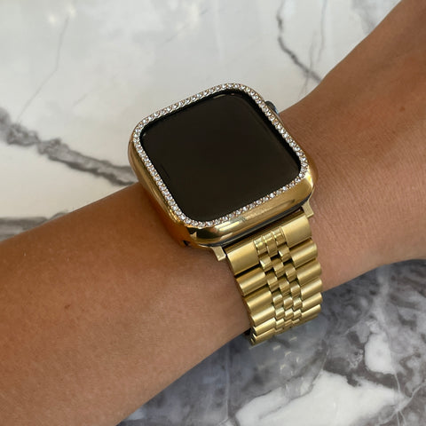 Apple Watch band and face cover with crystals