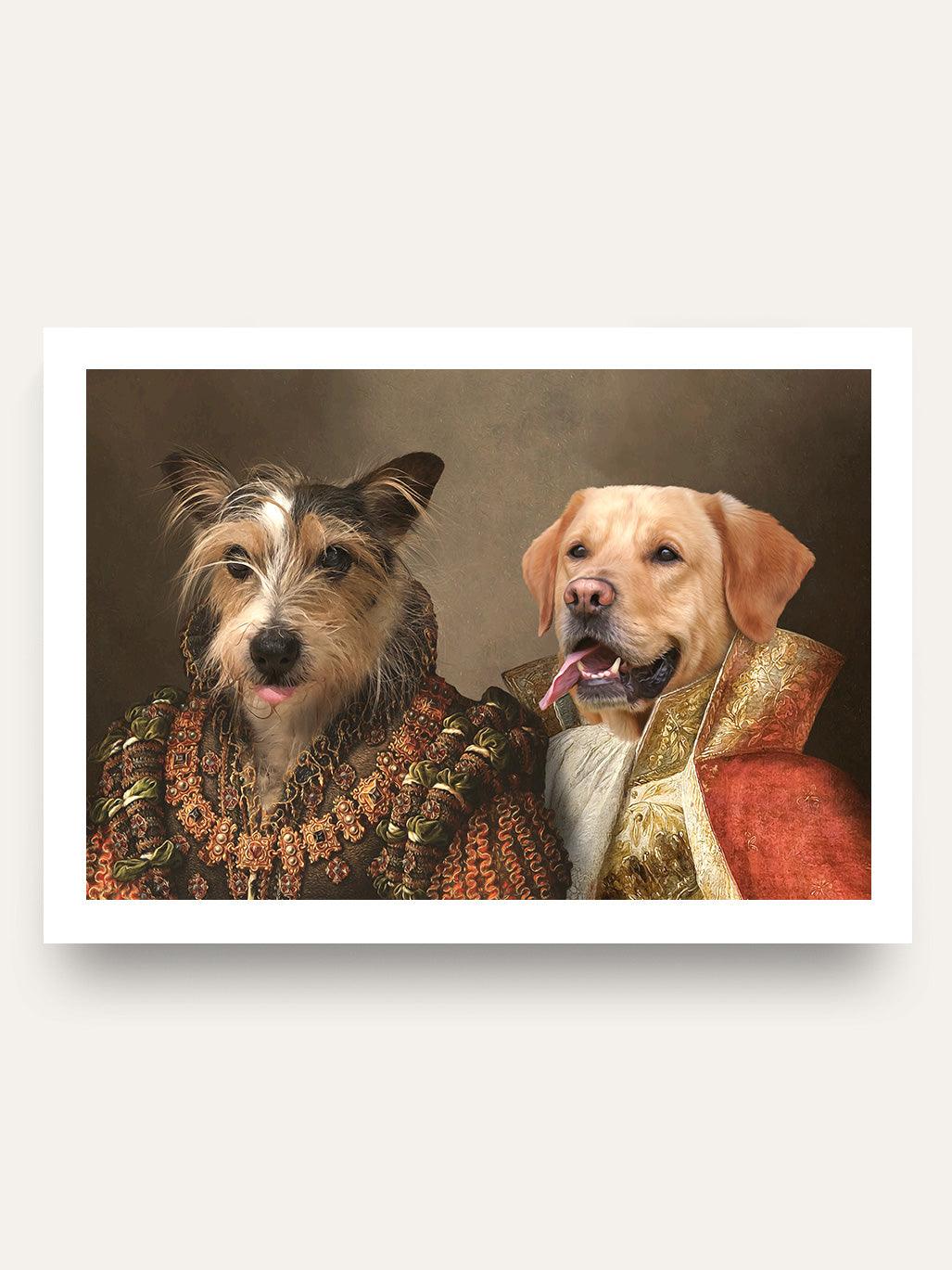 Kakadu Pretentieloos zakdoek The King & Queen – Custom Vintage Pet Portrait – Purr & Mutt