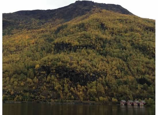 Red boathouses, Fjordland, Norway