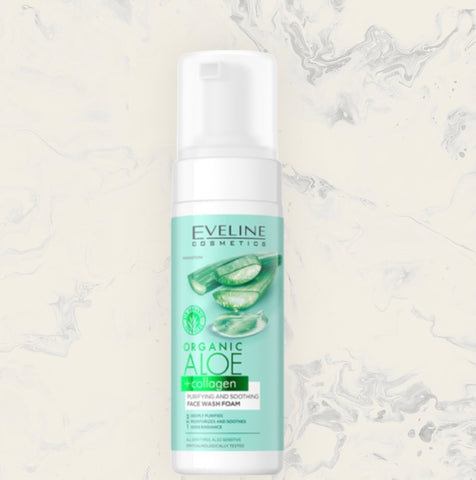 EVELINE ORGANIC ALOE + COLLAGEN PURIFYING & SOOTHING FACE WASH FOAM