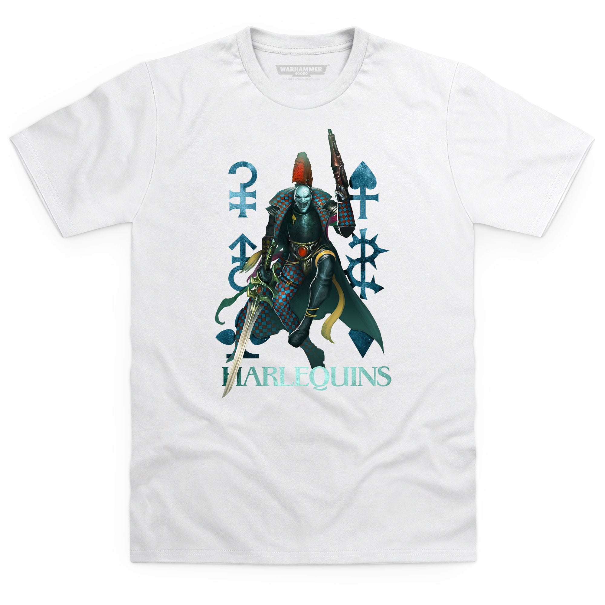 Harlequins Troupe Master White T Shirt | MERCH.WARHAMMER.COM