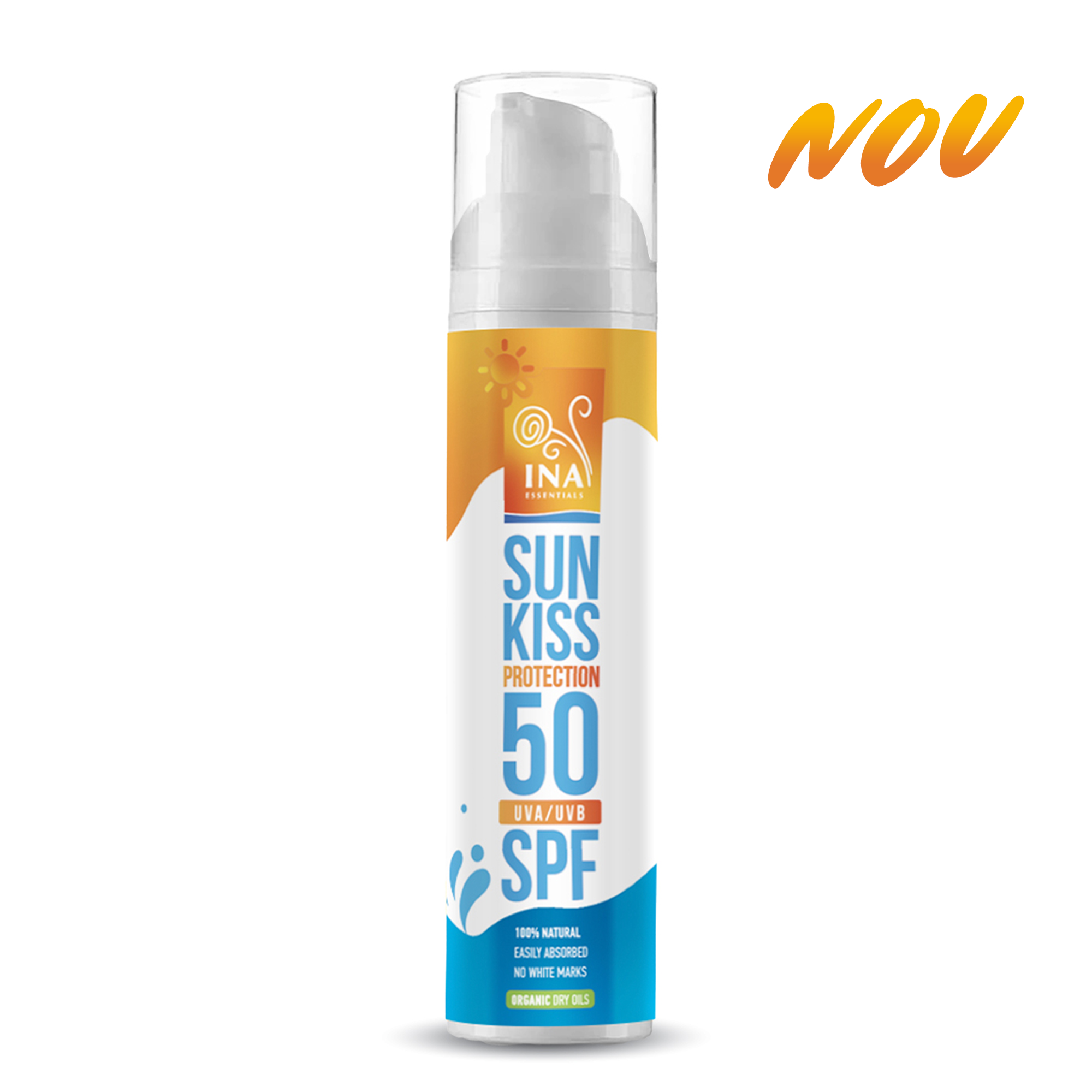 Cremă de Protecție Solară 100% Naturală pentru Față și Corp SPF 50 cu Brad Alb Organic - InaEssentials.RO product image