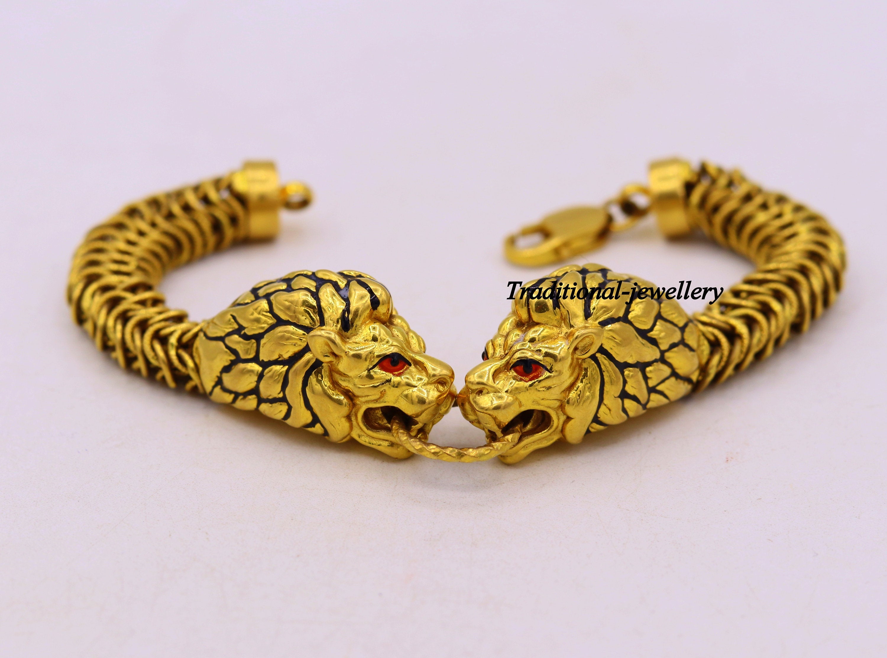 Golden Brass Lion Bracelet Chain With S Lock at Rs 199/piece in Jaipur |  ID: 24272190830