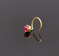 Gorgeous single pink onyx stone 22 karat gold handmade fabulous nose pin women's jewelry