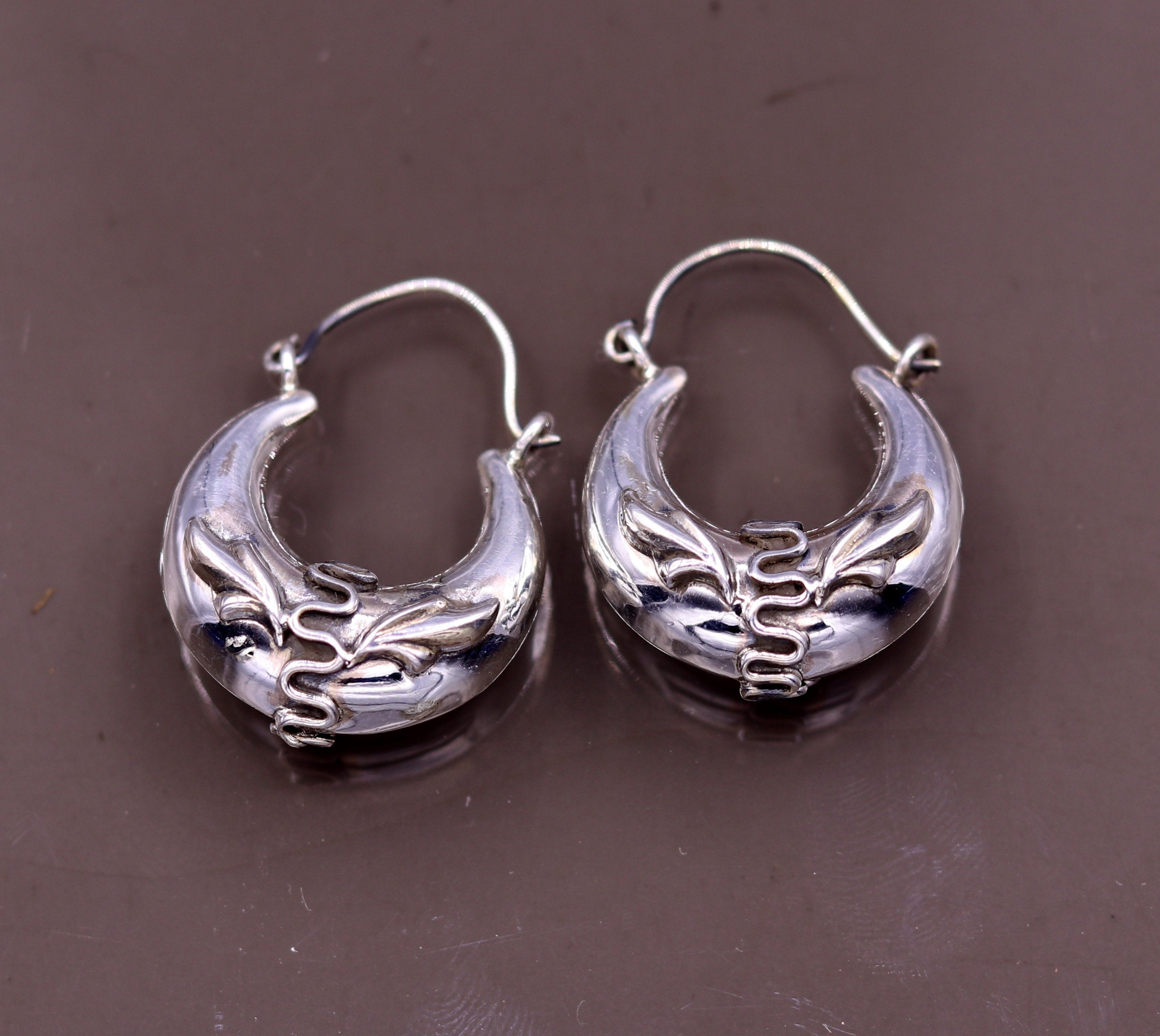 925 Sterling Silver Bali Dome Hoop Lotus Flower Small Earrings A4049 | eBay