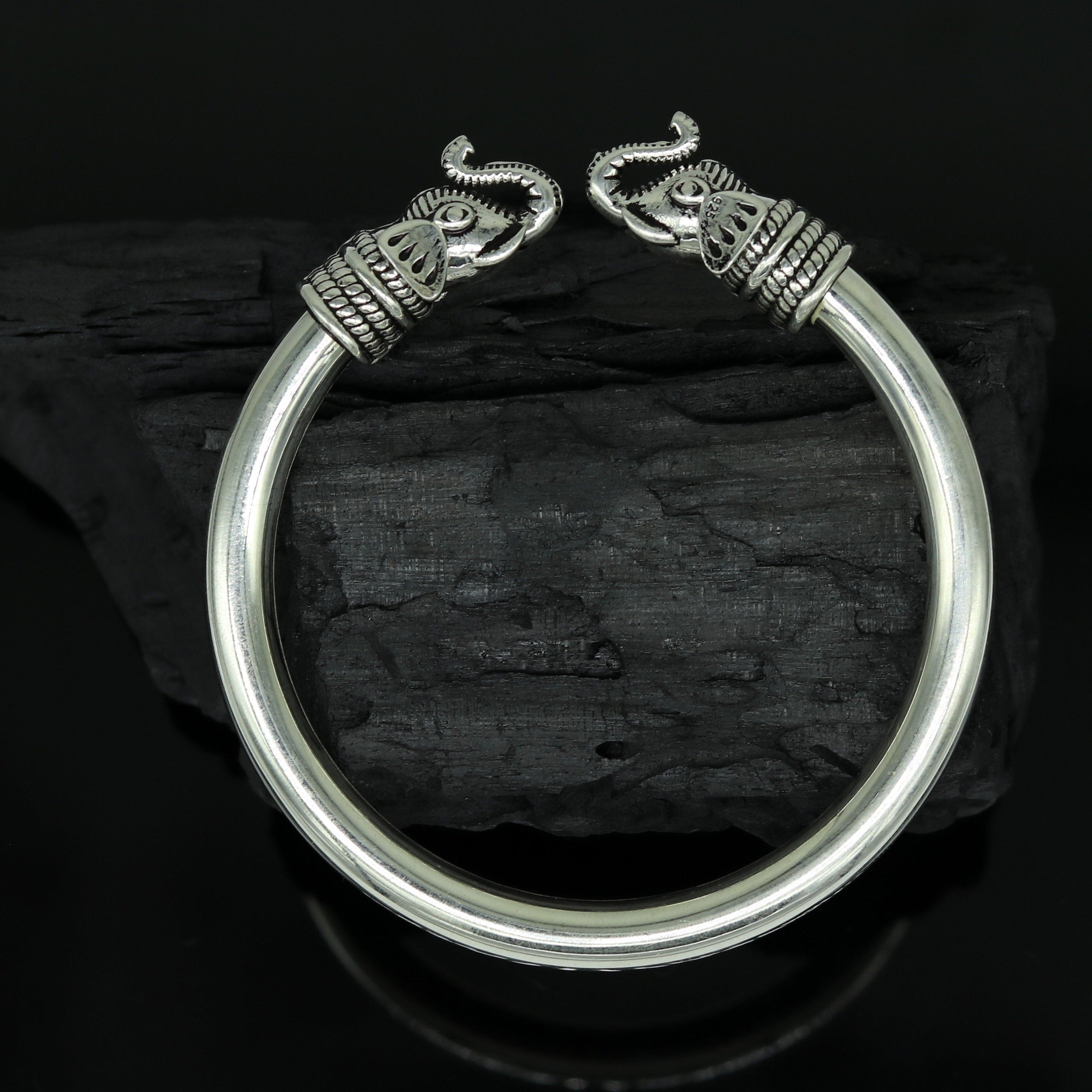 925 Sterling silver handmade fabulous chitai work customized bangle bracelet  kada with pearl unisex personalized tribal jewelry nsk718 | TRIBAL ORNAMENTS