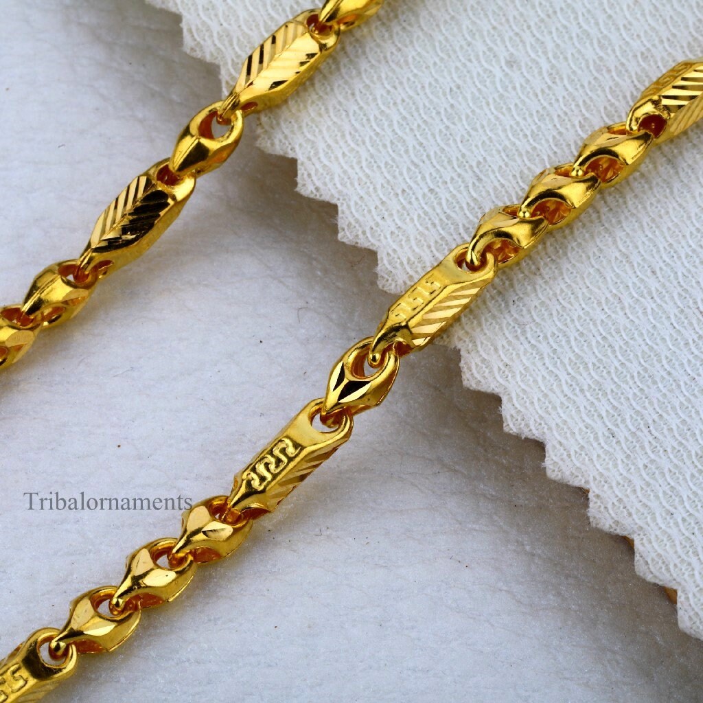 22kt yellow gold handmade diamond cut design Choco chain stylish ...