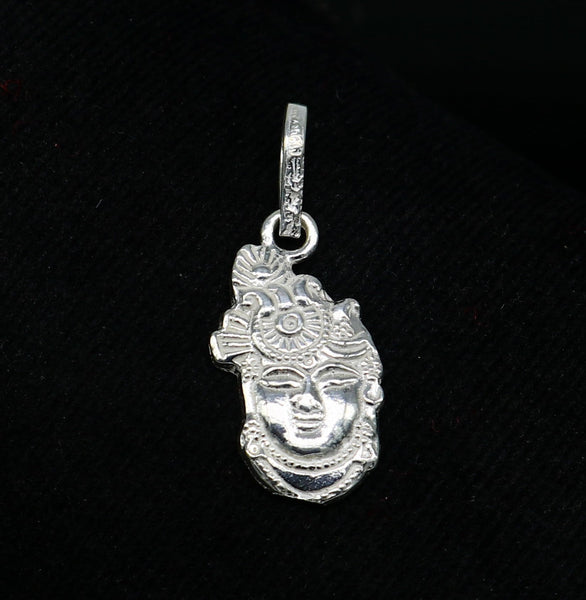 Solid sterling silver handmade Hindu Lord krishna shrinathji tiny pend ...