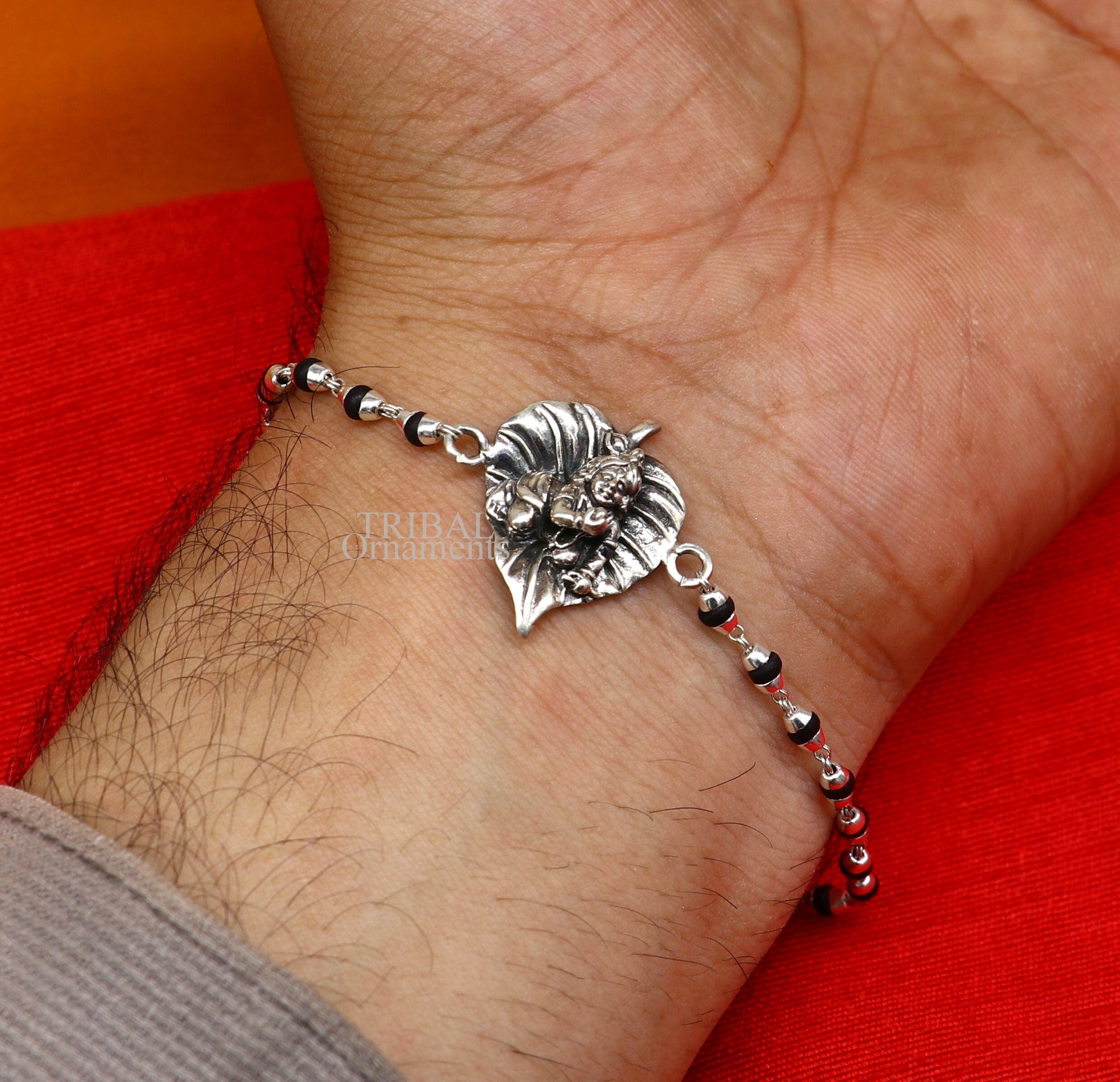 10 Mukhi Krishna Bracelet From Java With Silver Caps 8mm-RD-BR-10-1008