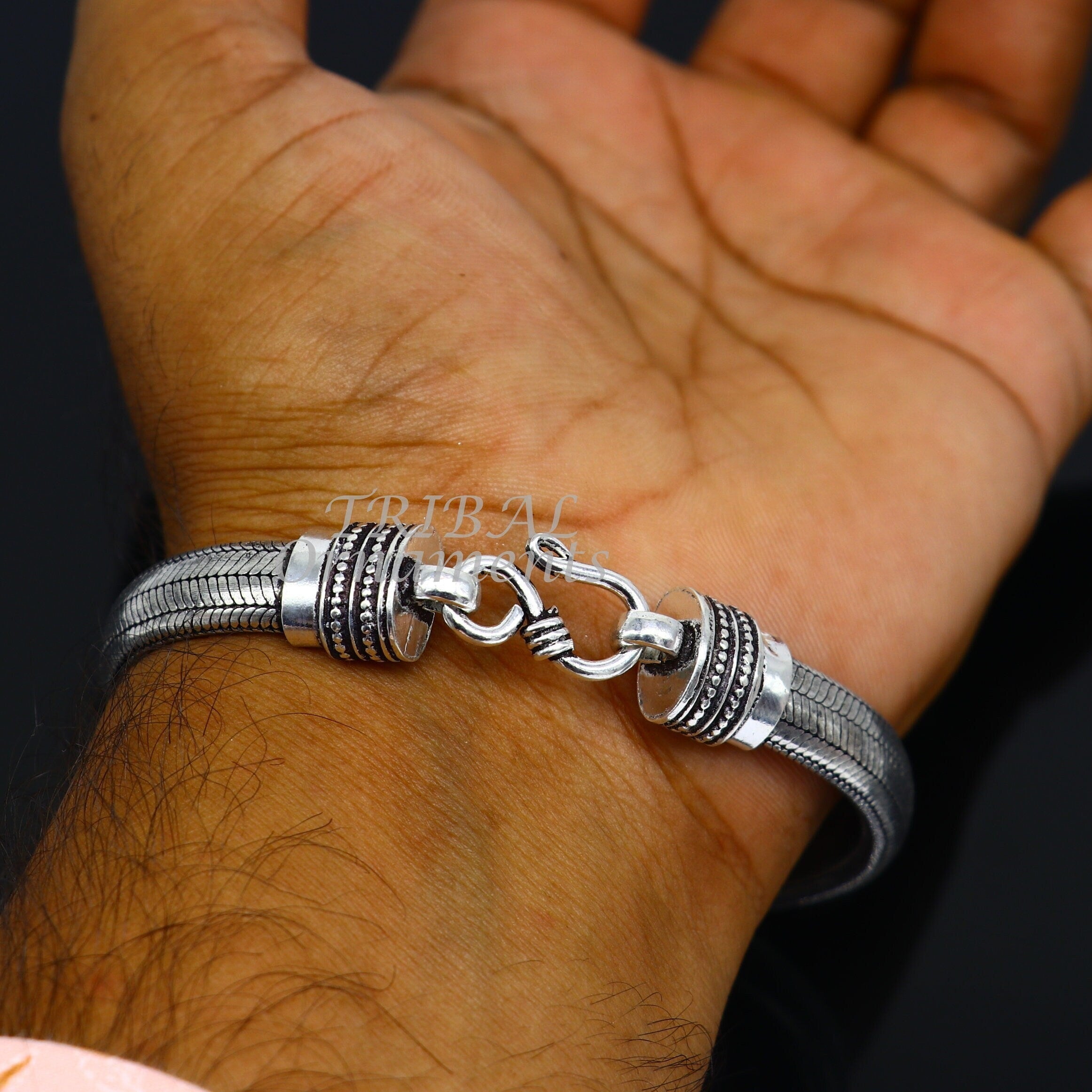 Rajasthan pair of old silver bracelets, India - ethnicadornment