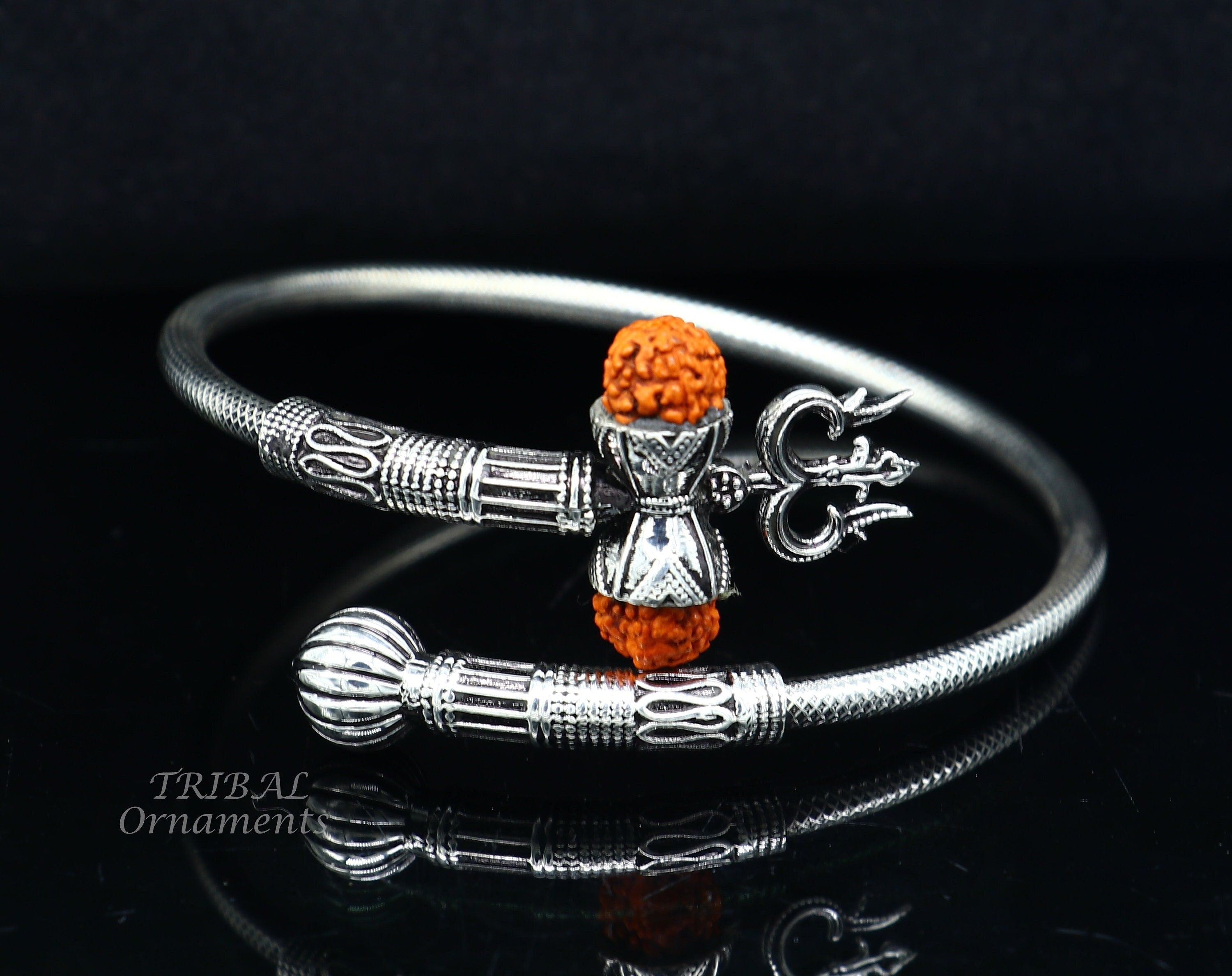 Brass Silver shiva trishul rudraksha damru kada bracelet bangle, For  Prosnal at Rs 350/piece in Bhubaneswar