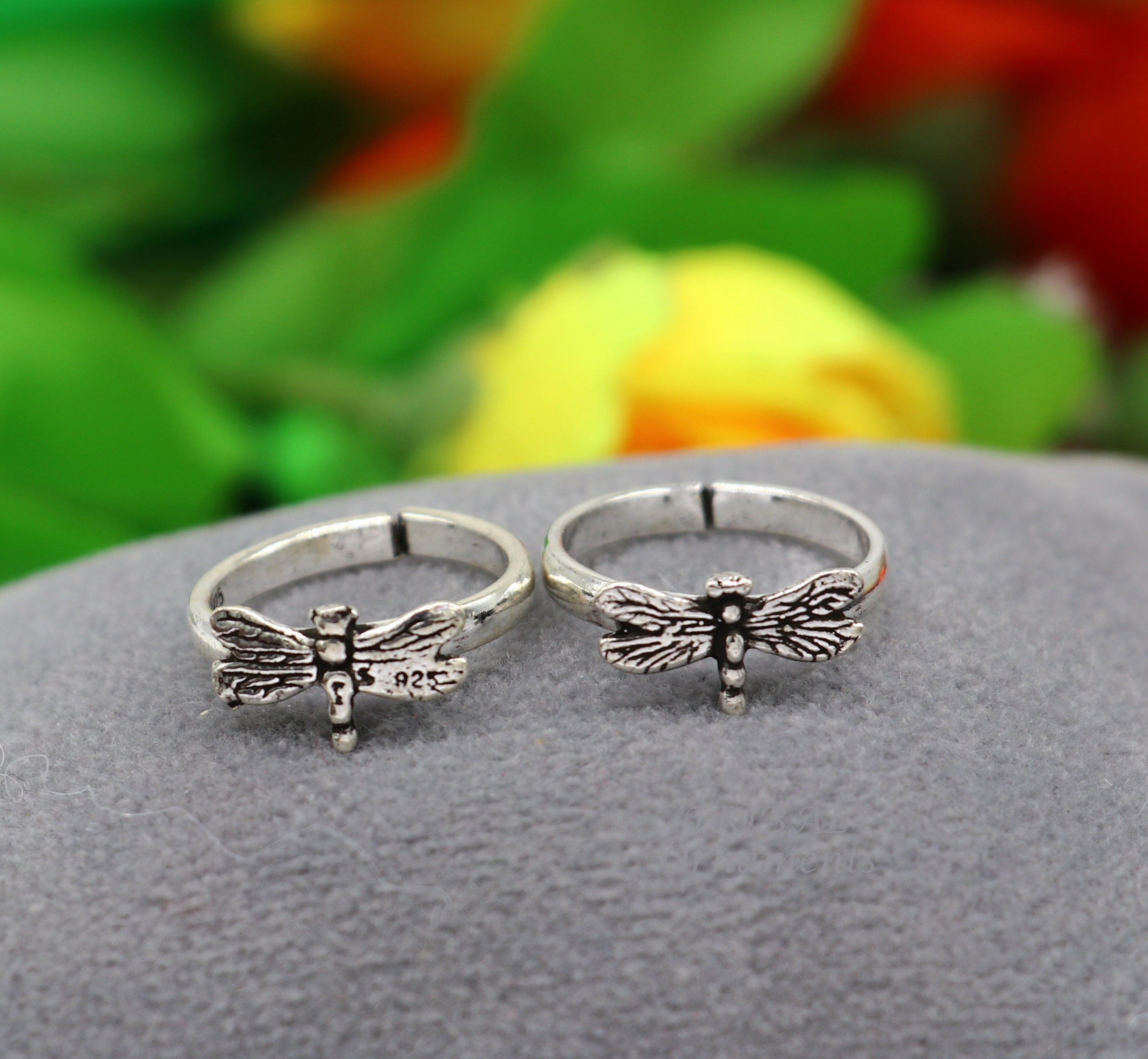 Dragonfly Sterling Silver Toe Ring Midi Ring Face... - Depop
