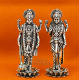 925 Sterling silver handmade lord Laxmi Narayanan, Goddess Laxmi and Vishnu standing Statue figurine, puja articles art574