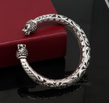 925 sterling silver handmade lion face chitai work  bangle bracelet kada unisex customized gifting men's kada jewelry rnsk484