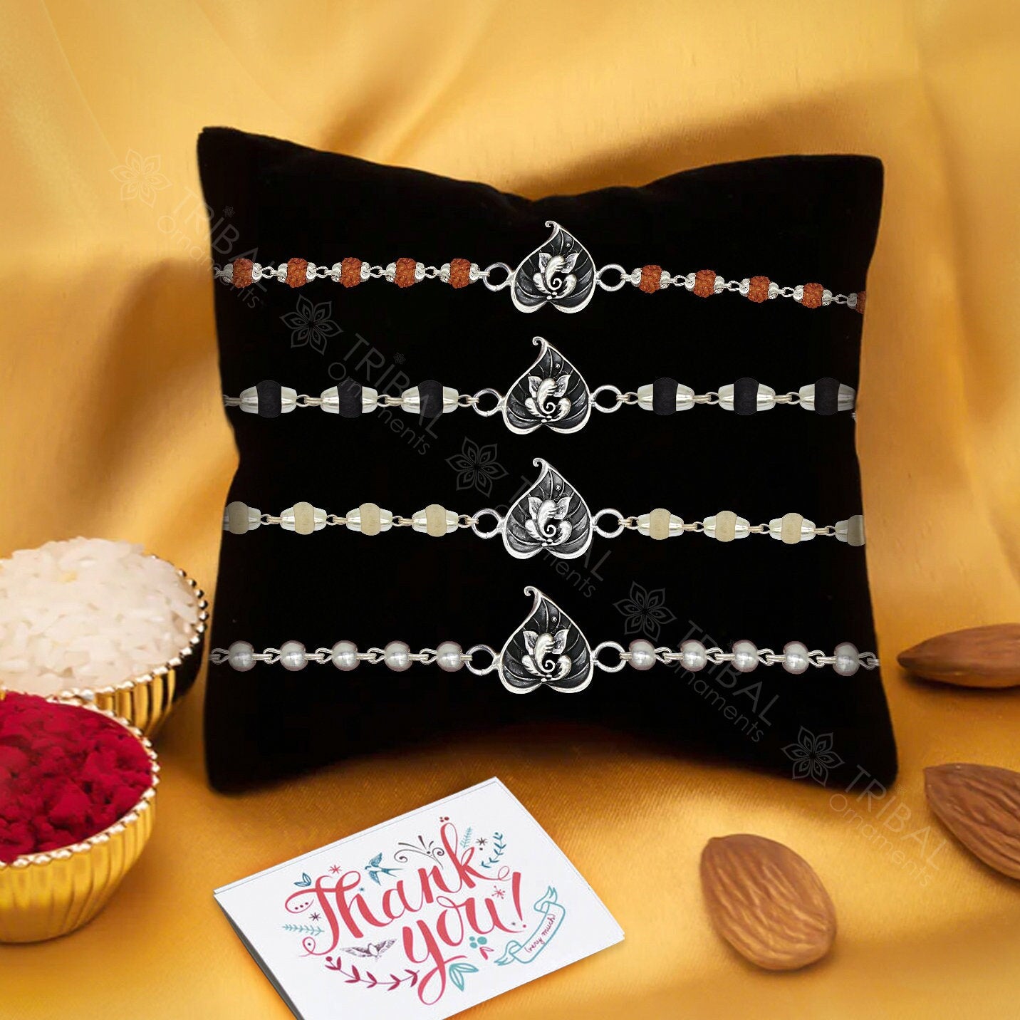 Fashion Silver Plated Mauli Thread Rakhi | Bracelet With Lord Krishna Charm  - Gem O Sparkle