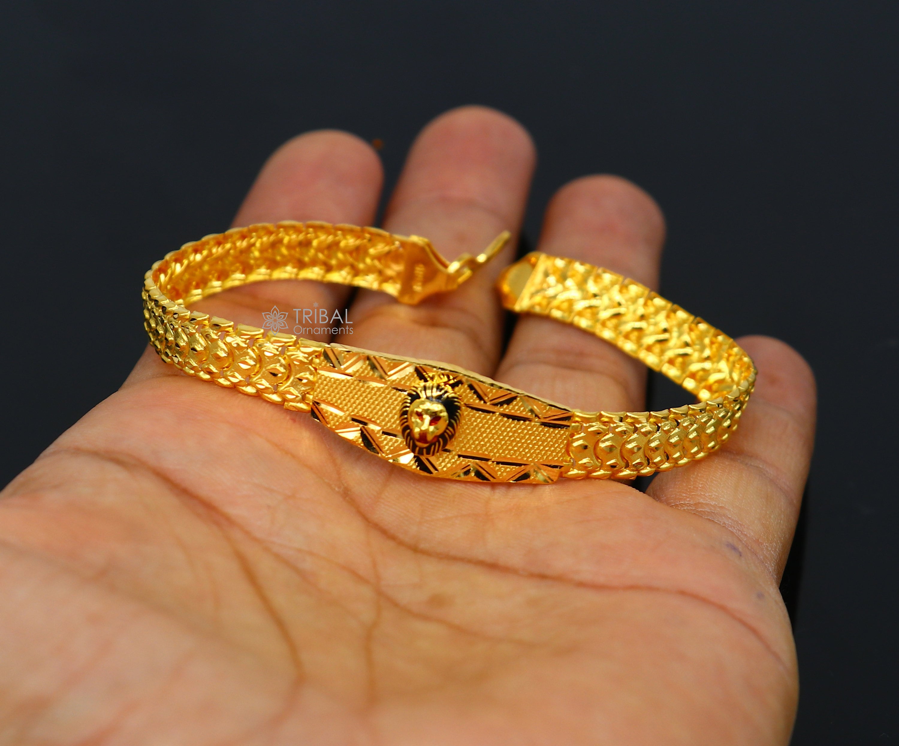 Gold Plated Lion Brod Breslet – The Jewellary Place