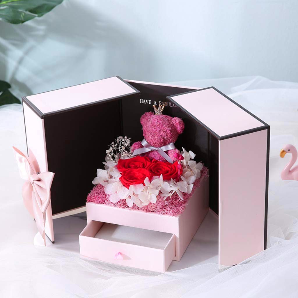 Forever Rose Bear Gift Box w/ Necklace Included