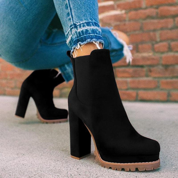 Pairmore Elastic Panel Slip On Chunky Heel Ankle Booties (Ship in 24 H