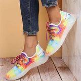 Pairmore Casual Tie Dye Lace-Up Flyknit Fabric Sneakers