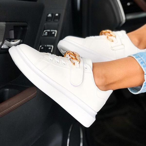 Pairmore Cute Chain Round Toe Lace Up Sneakers