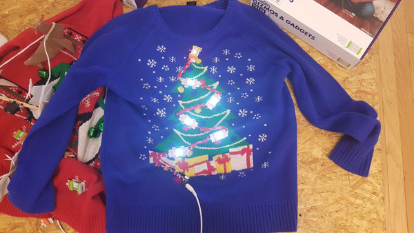 Hacking an ugly sweaters is one example of a holiday STEM activity.