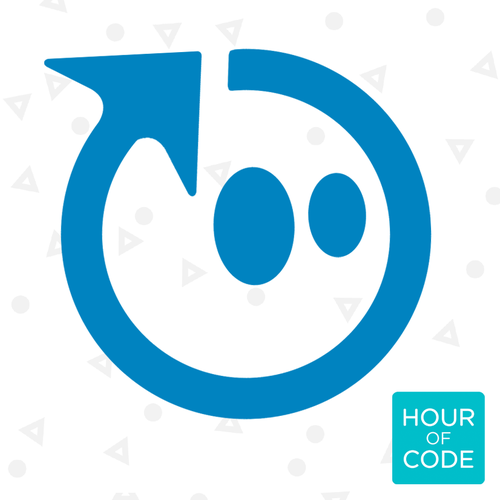 Sphero head with Hour of Code logo.