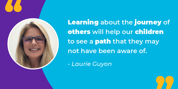 A quote from Laurie Guyon, Sphero Hero and educator, on setting a good example of children who are learning about STEM careers.