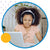Young girl doing hybrid learning with headphones.