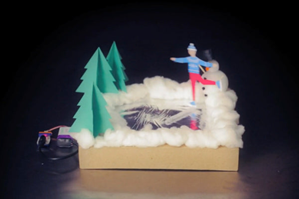 littleBits can bring an ice skater to life in this holiday STEM activity.