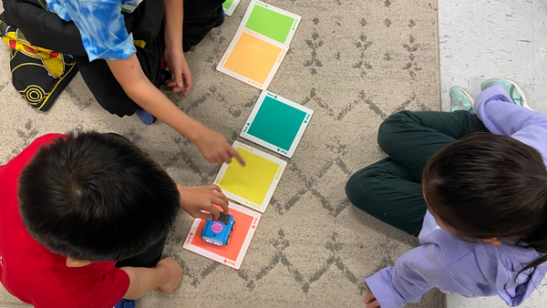 Kids learning about Phoneme-Grapheme Mapping with Sphero indi.