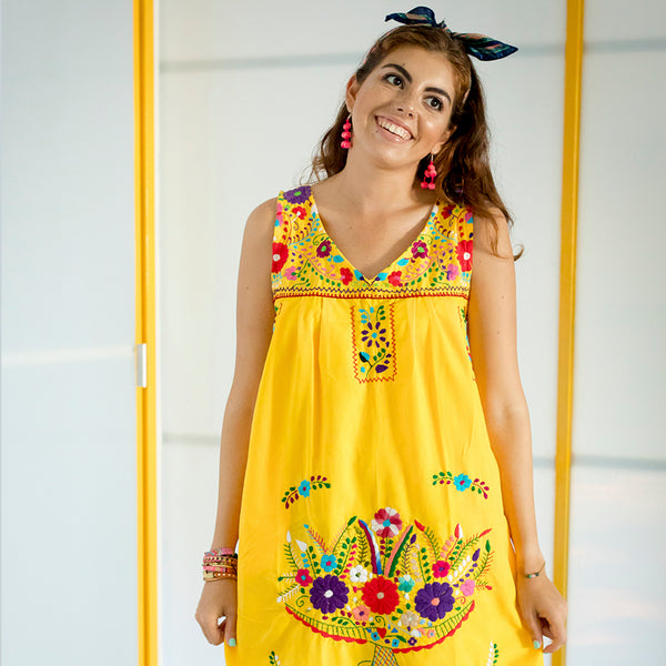 Maria Floral Midi Dress Mexico Inspired International Loved – Erica Maree