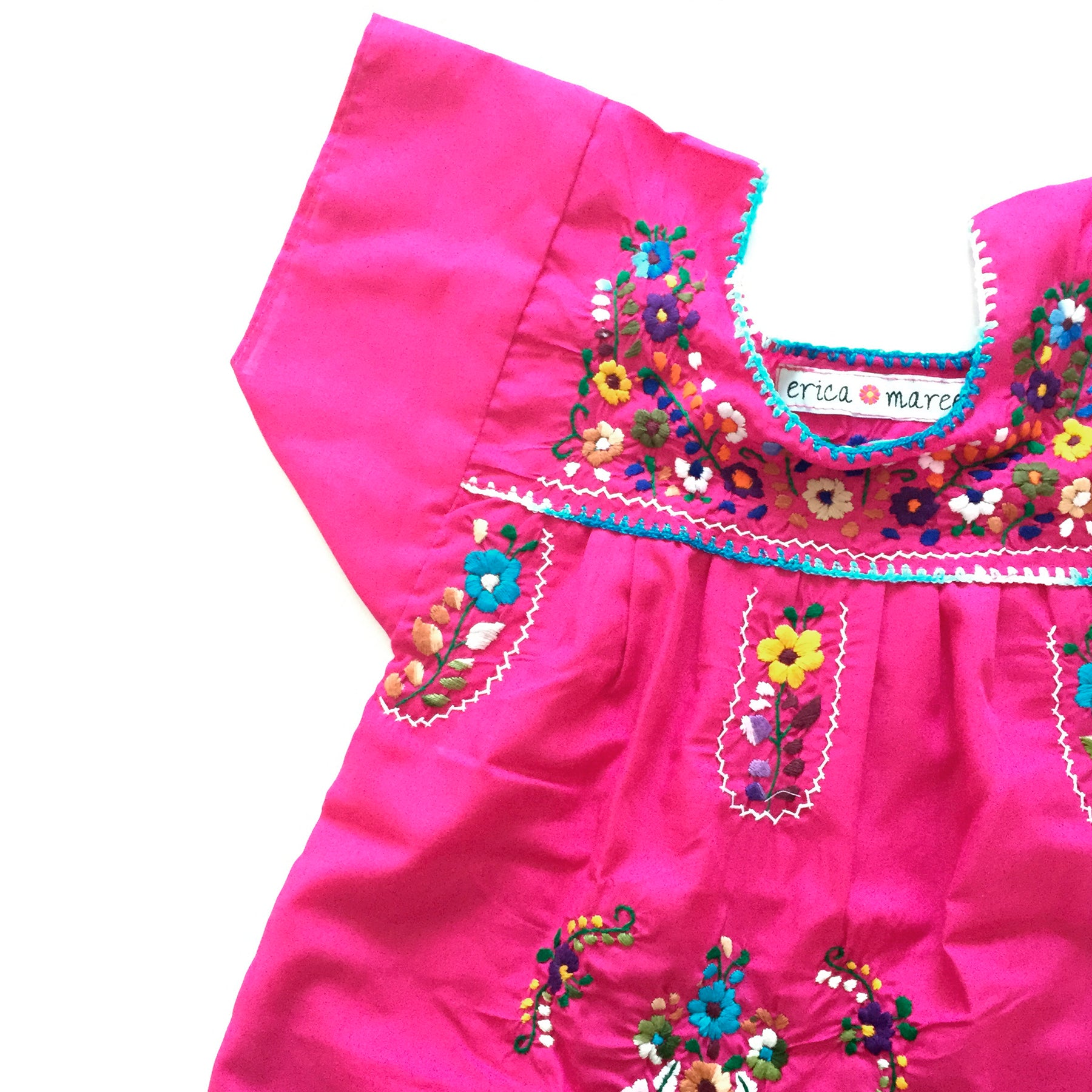 Toddler Girl Mexican Embroidered Dress Fiesta Fuchsia Outfits – Erica Maree