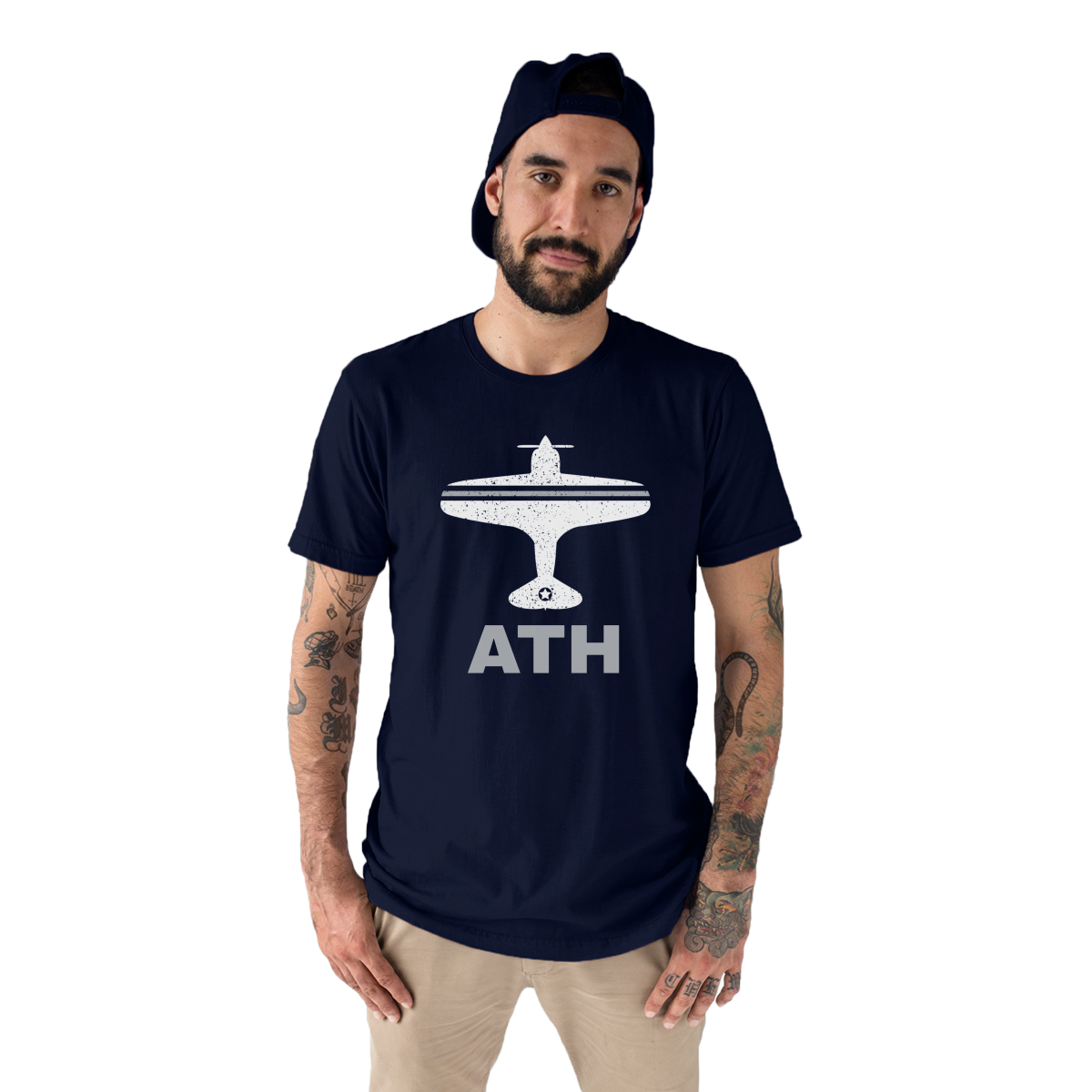 Fly Athens ATH Airport Men's T-shirt | Navy